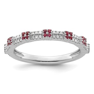 Sterling Silver Stackable Expressions Created Ruby & Diamond Ring