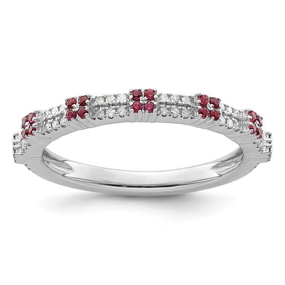 Sterling Silver Stackable Expressions Created Ruby & Diamond Ring