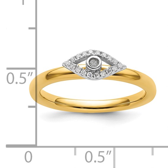 Sterling Silver Stackable Expressions Evil Eye Diamond Ring