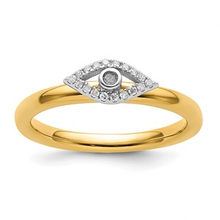 Sterling Silver Stackable Expressions Evil Eye Diamond Ring