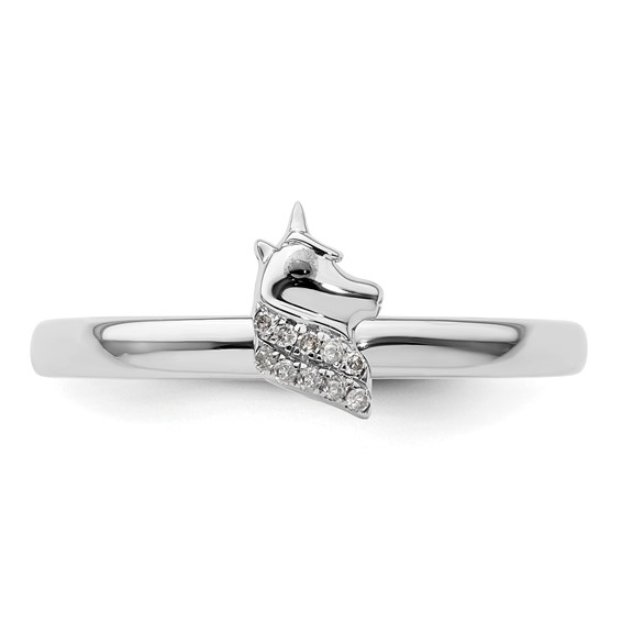 Sterling Silver Stackable Expressions Unicorn Diamond Ring