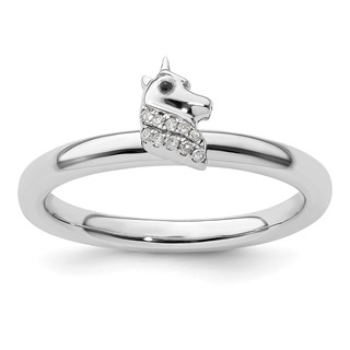Sterling Silver Stackable Expressions Unicorn Diamond Ring