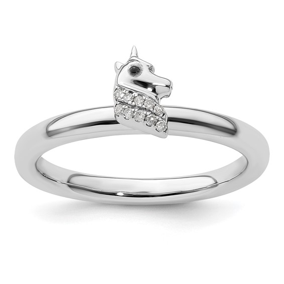 Sterling Silver Stackable Expressions Unicorn Diamond Ring