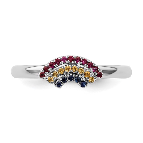 Sterling Silver Stackable Expressions Rainbow Ring