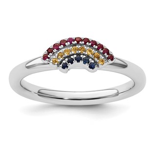 Sterling Silver Stackable Expressions Rainbow Ring