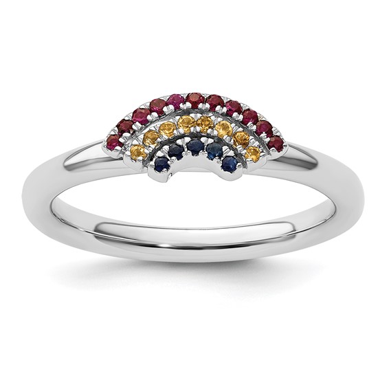 Sterling Silver Stackable Expressions Rainbow Ring