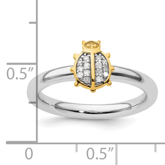 Sterling Silver Stackable Expressions Gold-Plated Ladybug Dia. Ring