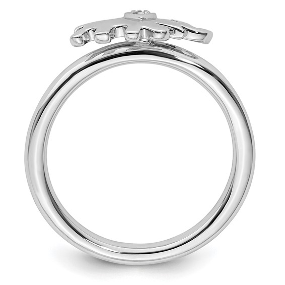 Sterling Silver Stackable Expressions Elephant Diamond Ring