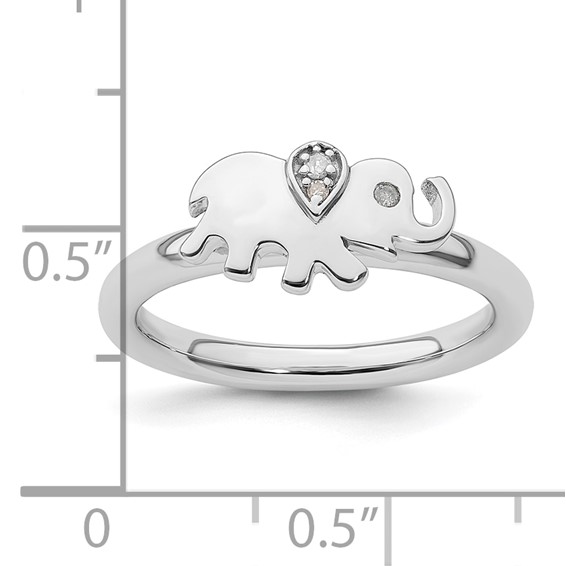 Sterling Silver Stackable Expressions Elephant Diamond Ring