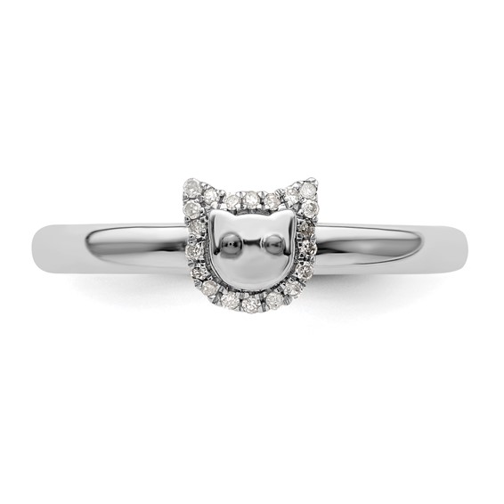 Sterling Silver Stackable Expressions Cat Diamond Ring