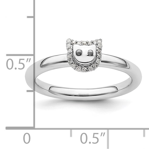 Sterling Silver Stackable Expressions Cat Diamond Ring