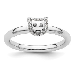 Sterling Silver Stackable Expressions Cat Diamond Ring