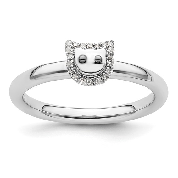 Sterling Silver Stackable Expressions Cat Diamond Ring