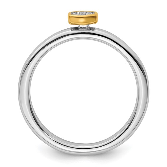 Sterling Silver Stackable Expressions Gold-Plated Diamond Ring