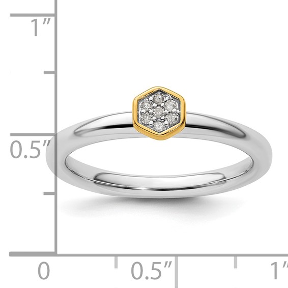 Sterling Silver Stackable Expressions Gold-Plated Diamond Ring