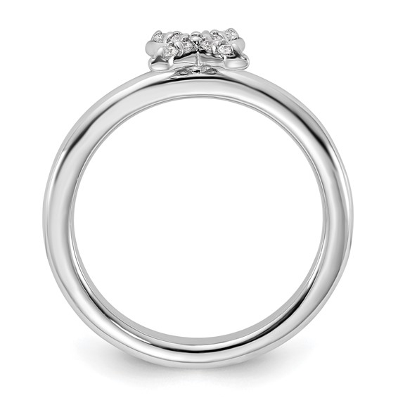 Sterling Silver Stackable Expressions Rhodium-plated CZ X Ring