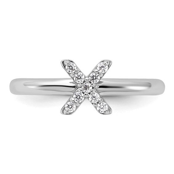 Sterling Silver Stackable Expressions Rhodium-plated CZ X Ring