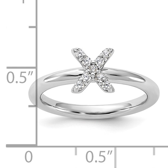 Sterling Silver Stackable Expressions Rhodium-plated CZ X Ring