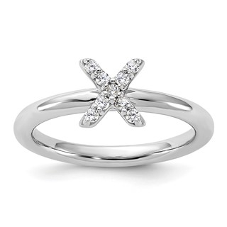 Sterling Silver Stackable Expressions Rhodium-plated CZ X Ring