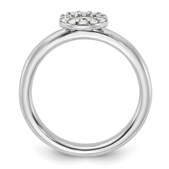 Sterling Silver Stackable Expressions Rhodium-plated CZ O Ring
