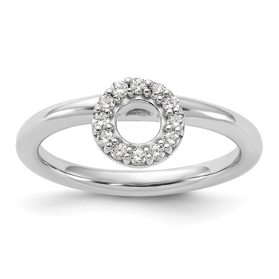 Sterling Silver Stackable Expressions Rhodium-plated CZ O Ring