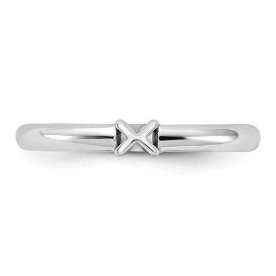Sterling Silver Stackable Expressions Rhodium-plated X Ring