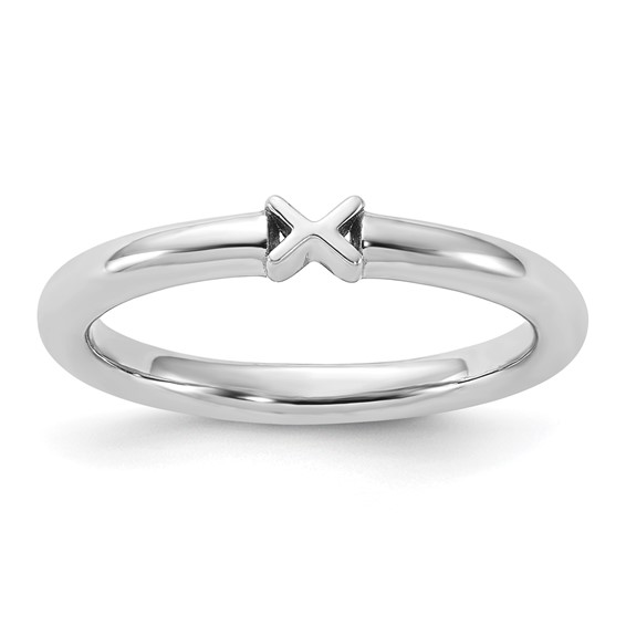 Sterling Silver Stackable Expressions Rhodium-plated X Ring
