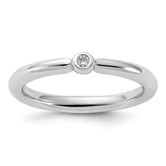 Sterling Silver Stackable Expressions Rhodium-plated CZ Ring