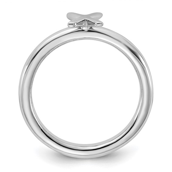 Sterling Silver Stackable Expressions Rhodium-plated X Ring