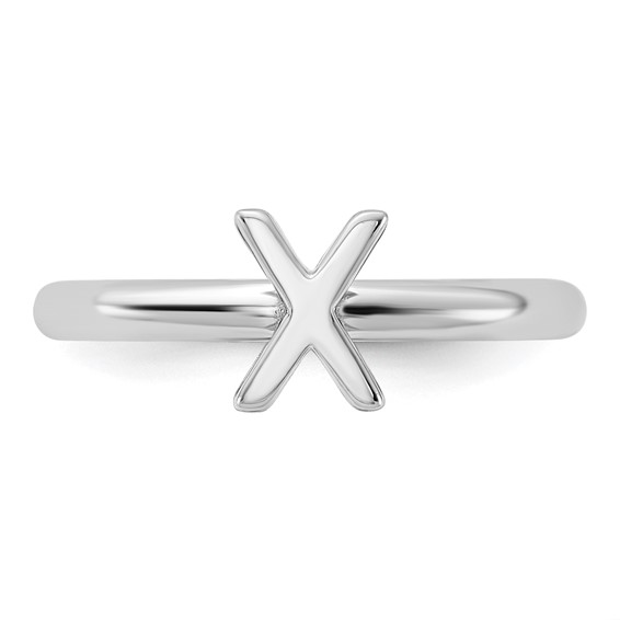 Sterling Silver Stackable Expressions Rhodium-plated X Ring