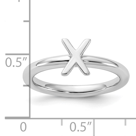 Sterling Silver Stackable Expressions Rhodium-plated X Ring