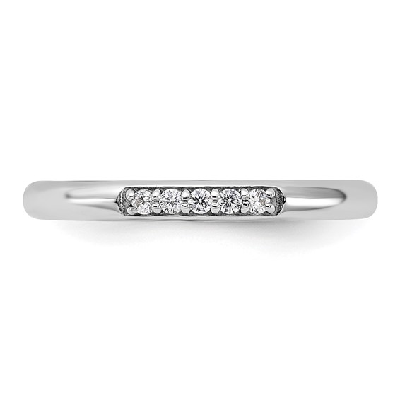 Sterling Silver Stackable Expressions Rhodium-plated CZ Ring