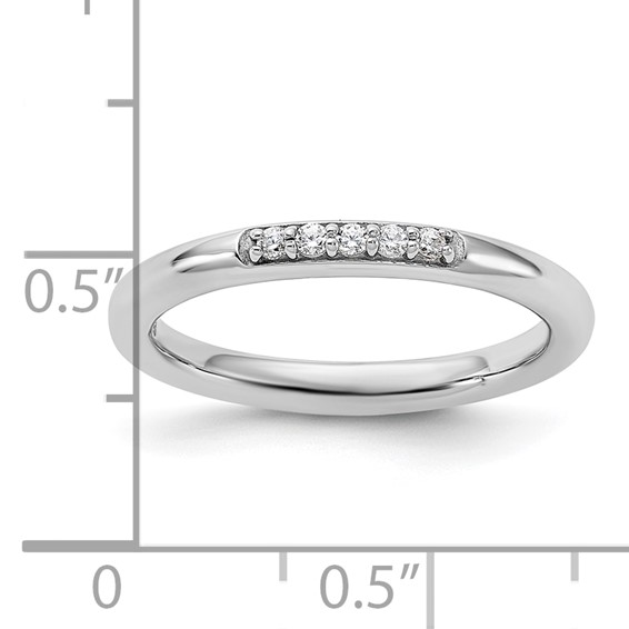 Sterling Silver Stackable Expressions Rhodium-plated CZ Ring