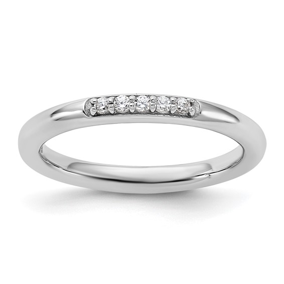 Sterling Silver Stackable Expressions Rhodium-plated CZ Ring
