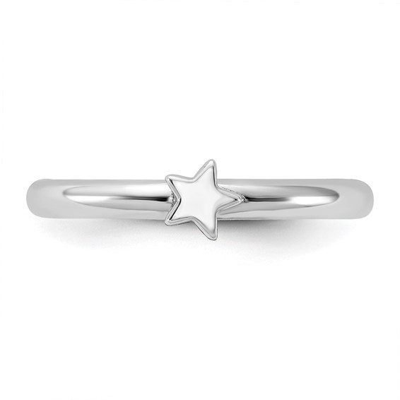 Sterling Silver Stackable Expressions Rhodium-plated Star Ring
