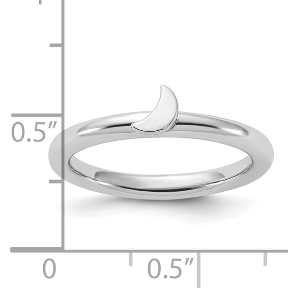 Sterling Silver Stackable Expressions Rhodium-plated Moon Ring