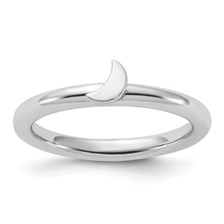 Sterling Silver Stackable Expressions Rhodium-plated Moon Ring