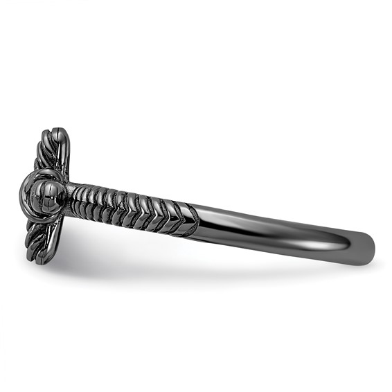 Sterling Silver Stackable Expressions Black Rhodium Textured Cross Ring