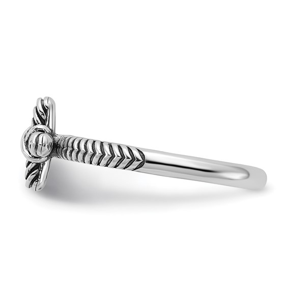 Sterling Silver Stackable Expressions Oxidized and Textured Cross Ring