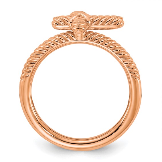 Sterling Silver Stackable Expressions Rose Gold-plated Textured Cross Ring