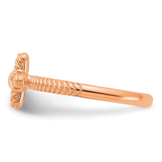 Sterling Silver Stackable Expressions Rose Gold-plated Textured Cross Ring