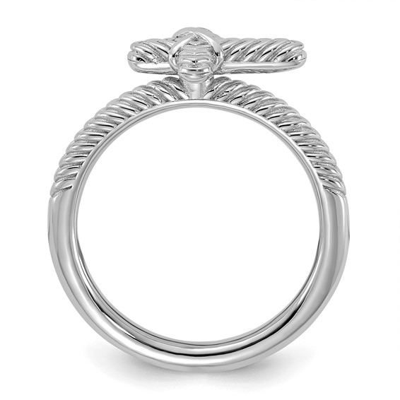 Sterling Silver Stackable Expressions Rhodium-plated Textured Cross Ring