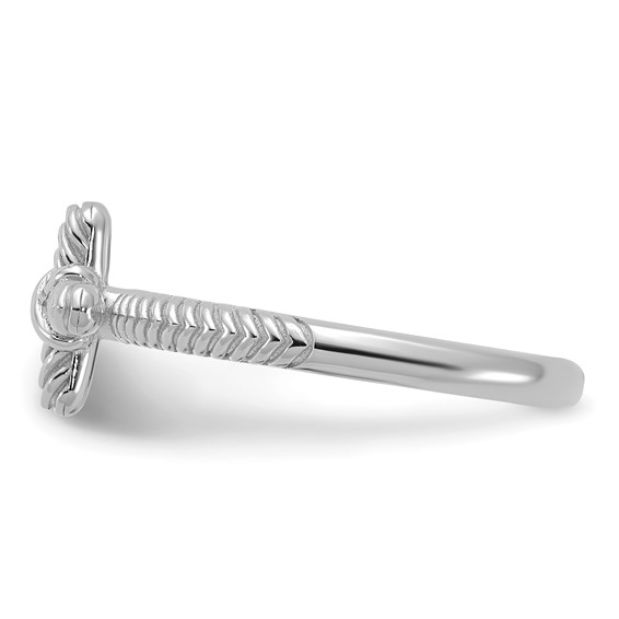 Sterling Silver Stackable Expressions Rhodium-plated Textured Cross Ring