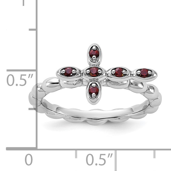 Sterling Silver Stackable Expressions Gemstone Cross Rings