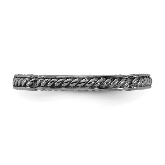Sterling Silver Stackable Expressions Black Rhodium Textured Ring