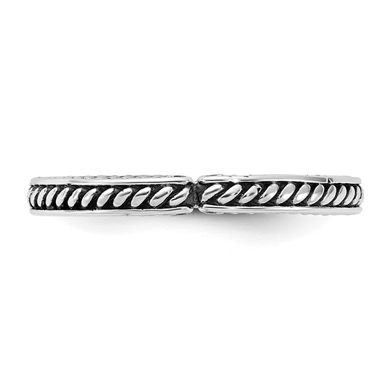 Sterling Silver Stackable Expressions Oxidized and Textured Ring
