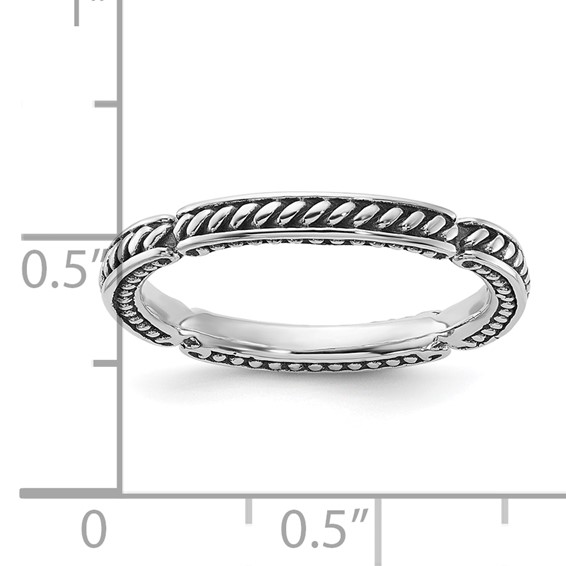 Sterling Silver Stackable Expressions Oxidized and Textured Ring