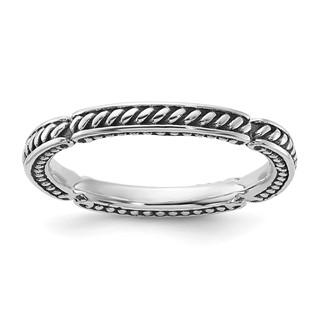 Sterling Silver Stackable Expressions Oxidized and Textured Ring