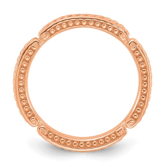 Sterling Silver Stackable Expressions Rose Gold-plated Textured Ring