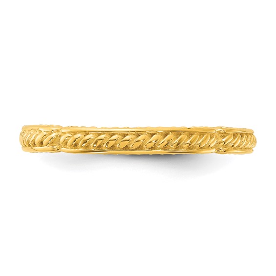Sterling Silver Stackable Expressions Gold-plated Textured Ring